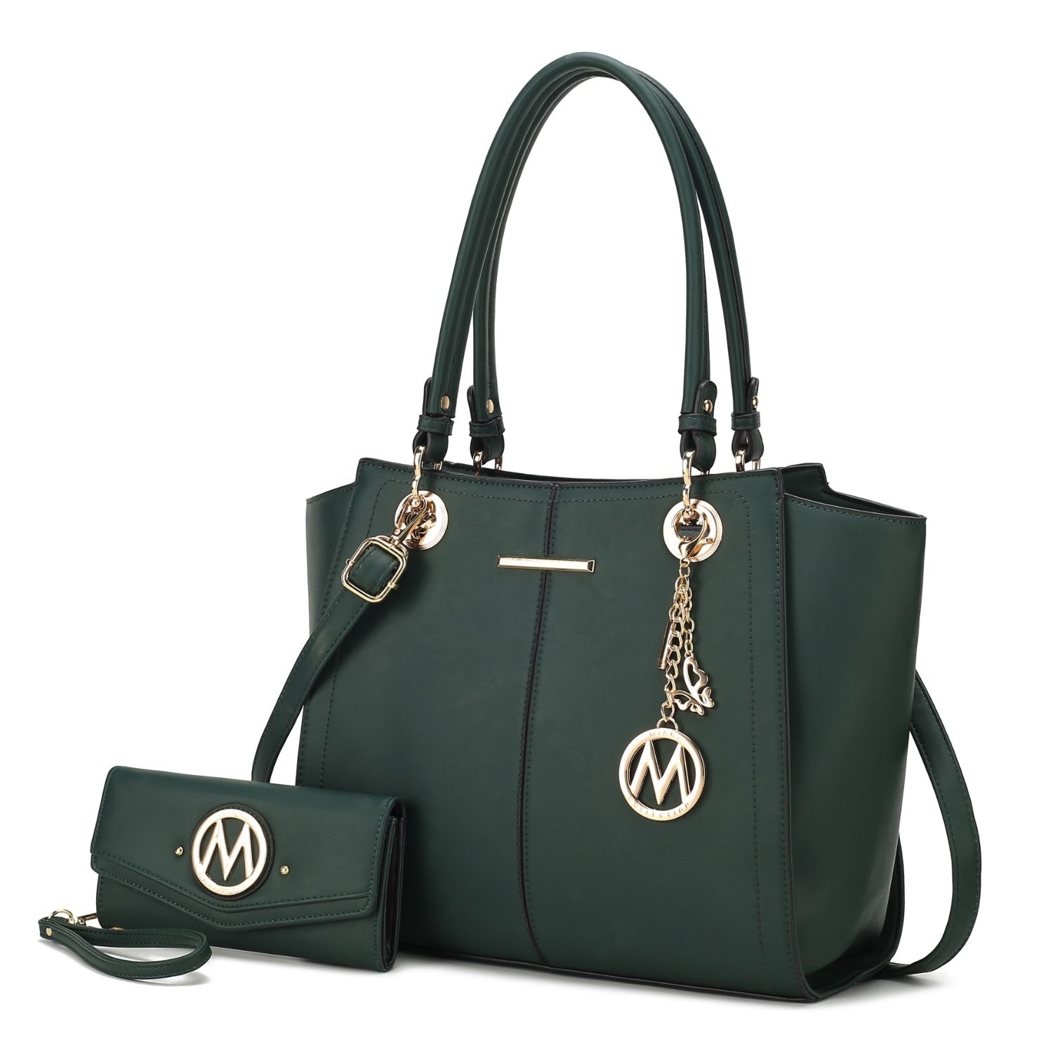 MKF Collection Ivy Vegan Leather Women's Tote Handbag By Mia K With Wallet -2 Pieces - Teal