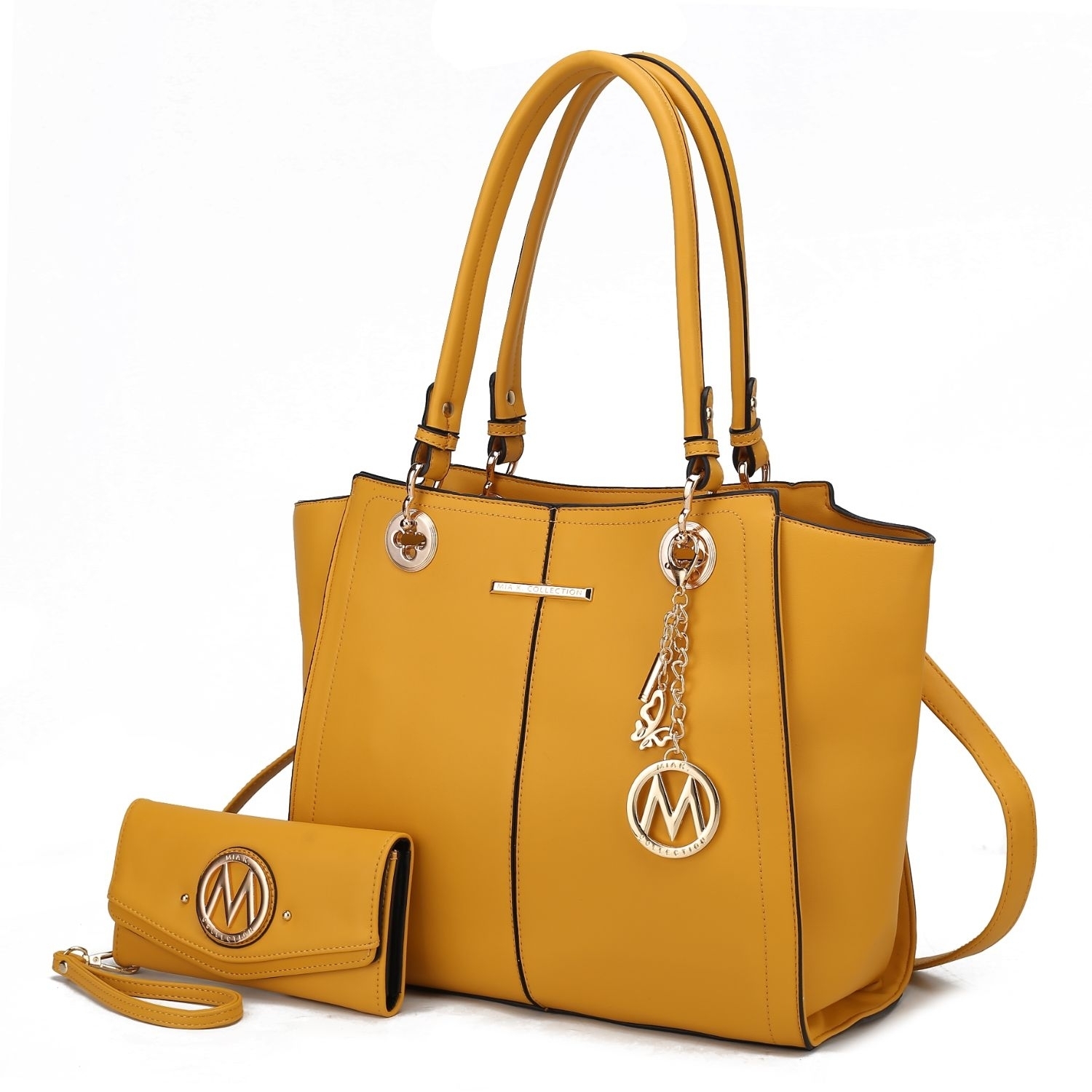 MKF Collection Ivy Vegan Leather Women's Tote Handbag By Mia K With Wallet -2 Pieces - Yellow