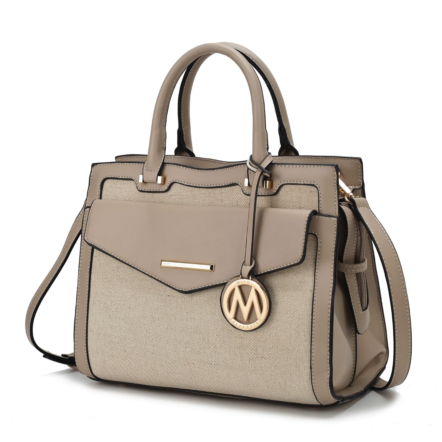 MKF Collection Alyssa Satchel Handbag By Mia K. - Taupe Combo