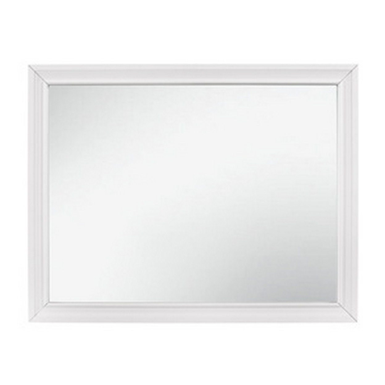 Ani 37 Inch Modern Rectangular Accent Mirror, Faux Wood Veneer Frame, White- Saltoro Sherpi