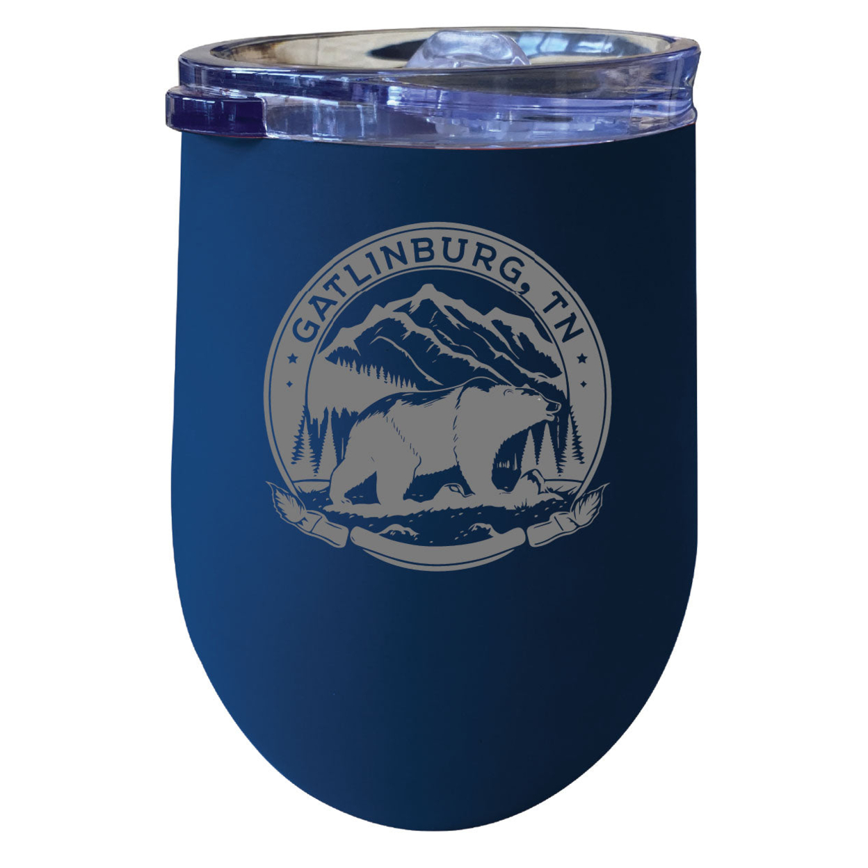 Gatlinburg Tennessee Laser Etched Souvenir 12 Oz Insulated Wine Stainless Steel Tumbler - Navy