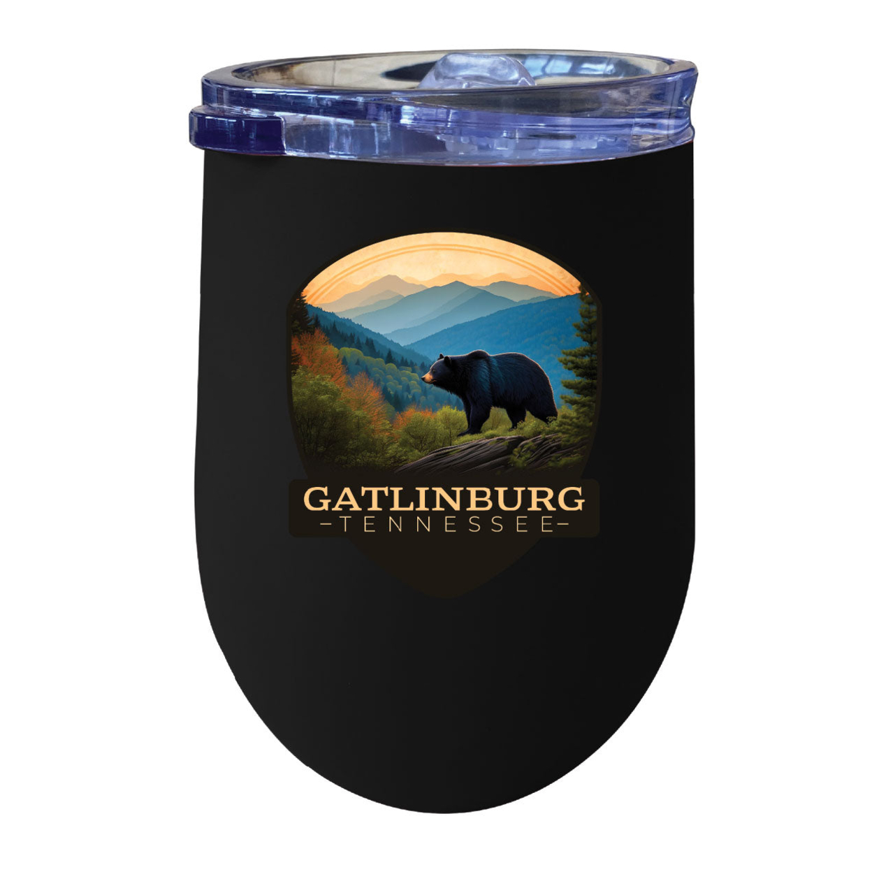 Gatlinburg Tennessee Souvenir 12 Oz Insulated Wine Stainless Steel Tumbler - Black, A