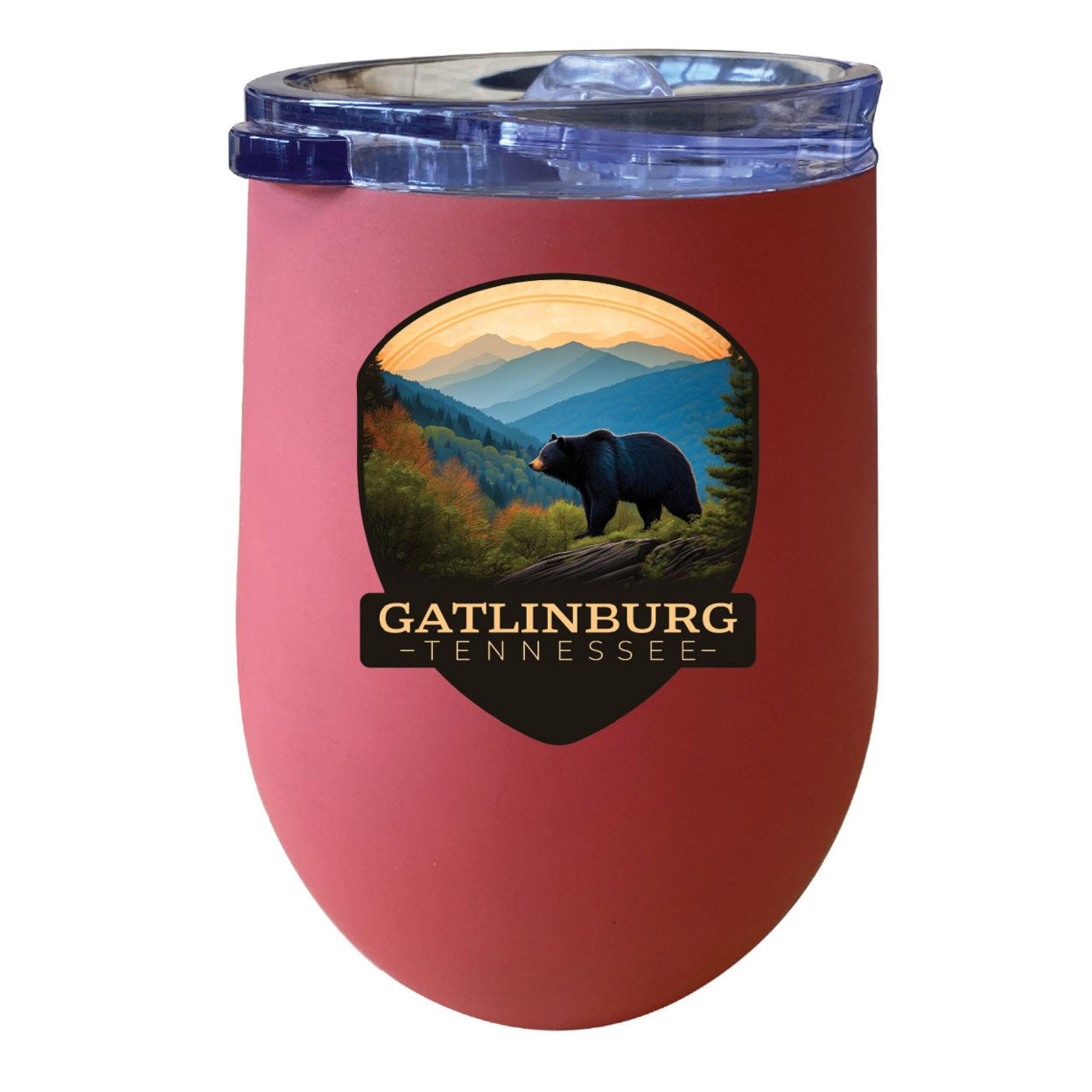 Gatlinburg Tennessee Souvenir 12 Oz Insulated Wine Stainless Steel Tumbler - Coral, A