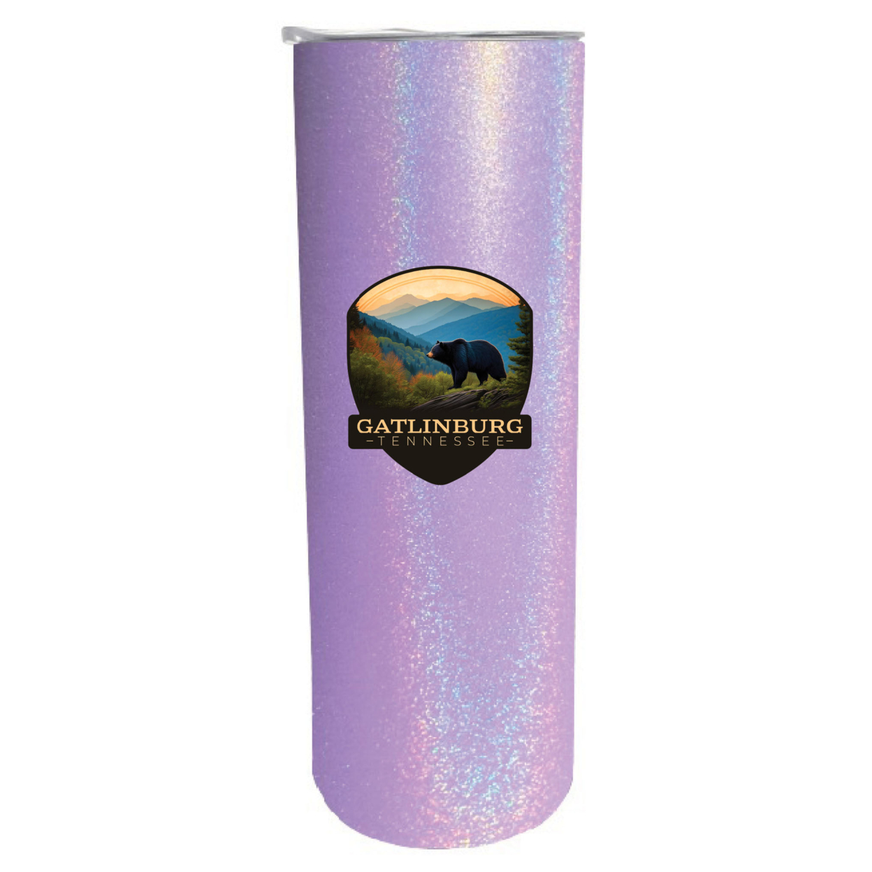 Gatlinburg Tennessee Souvenir 20 Oz Insulated Stainless Steel Skinny Tumbler - Rainbow Glitter Pink, A