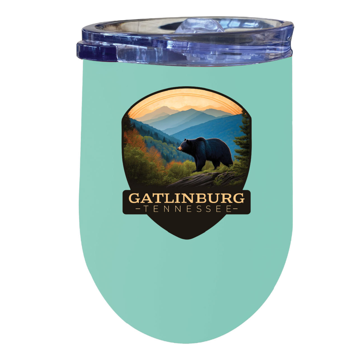 Gatlinburg Tennessee Souvenir 12 Oz Insulated Wine Stainless Steel Tumbler - Seafoam, A