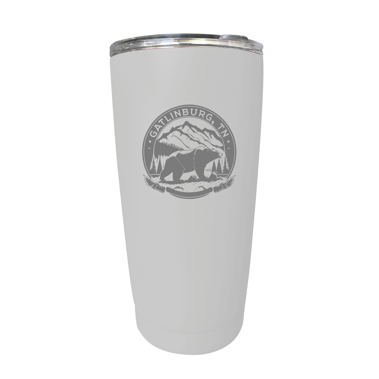 Gatlinburg Tennessee Laser Etched Souvenir 16 Oz Stainless Steel Insulated Tumbler - White