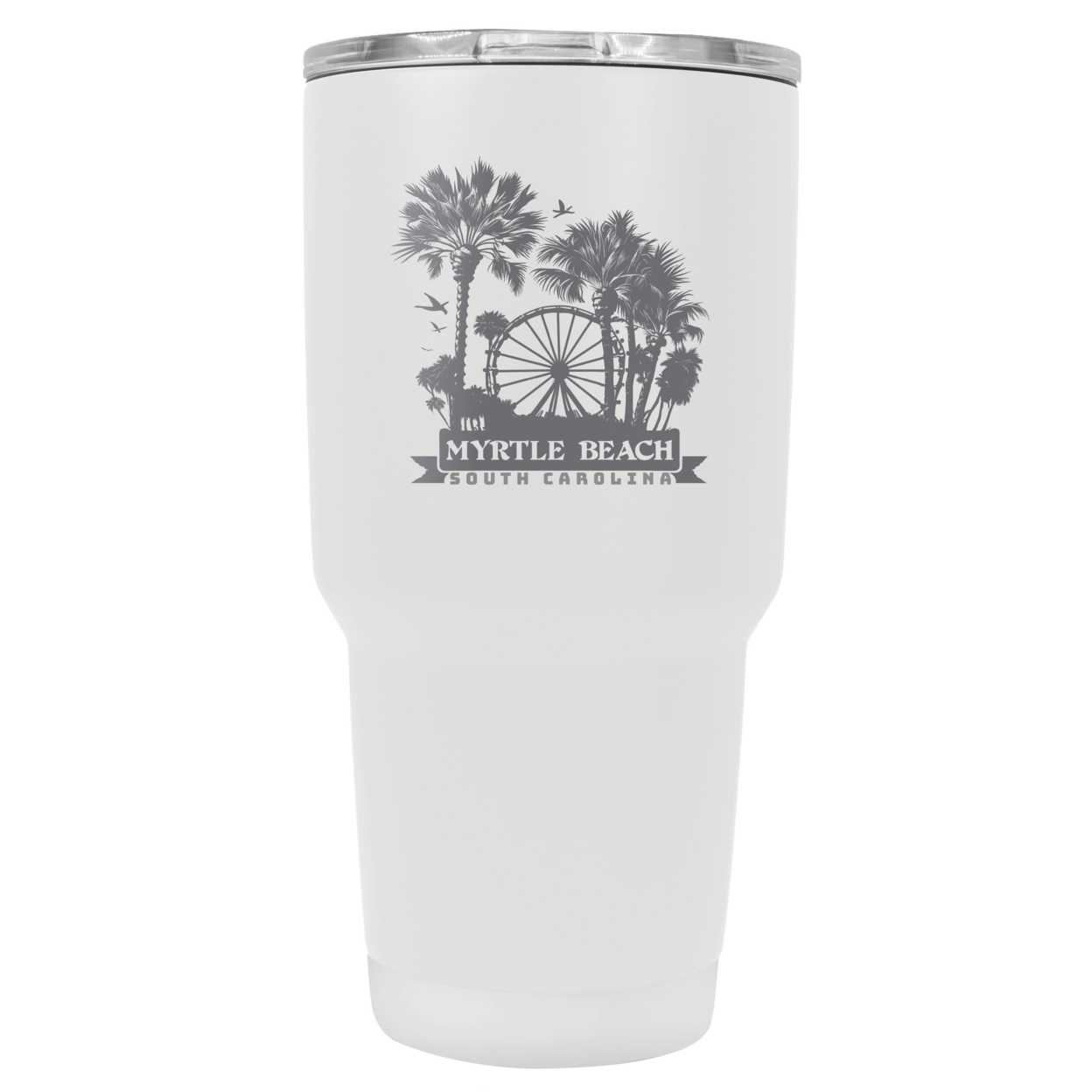 Myrtle Beach South Carolina Laser Etched Souvenir 24 Oz Insulated Stainless Steel Tumbler - White