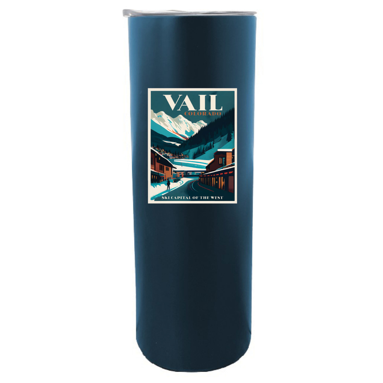 Vail Colorado Souvenir 20 Oz Insulated Stainless Steel Skinny Tumbler - Navy