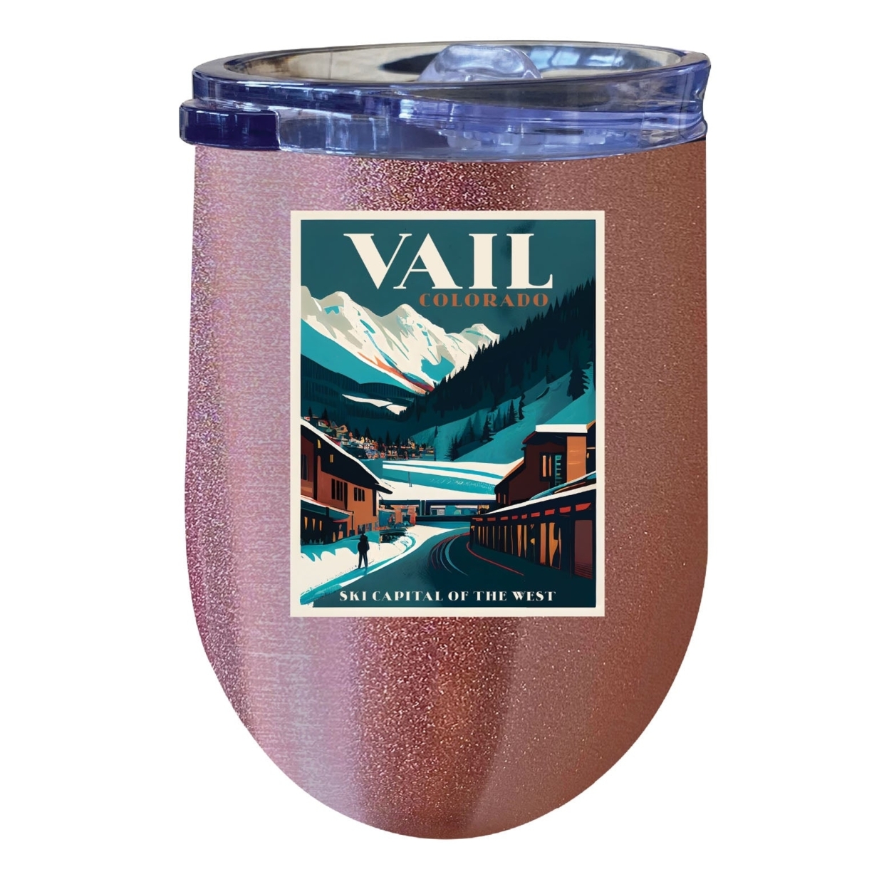 Vail Colorado Souvenir 12 Oz Insulated Wine Stainless Steel Tumbler - Gold