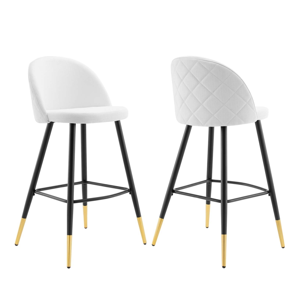 Cordial Fabric Bar Stools - Set Of 2, White