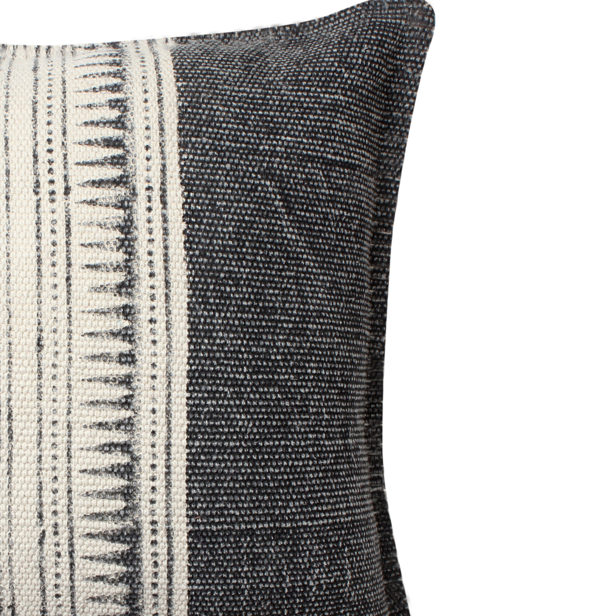 18 X 18 Square Handwoven Accent Throw Pillow, Polycotton Dhurrie, Kilim Pattern Front, Set Of 2, White, Gray