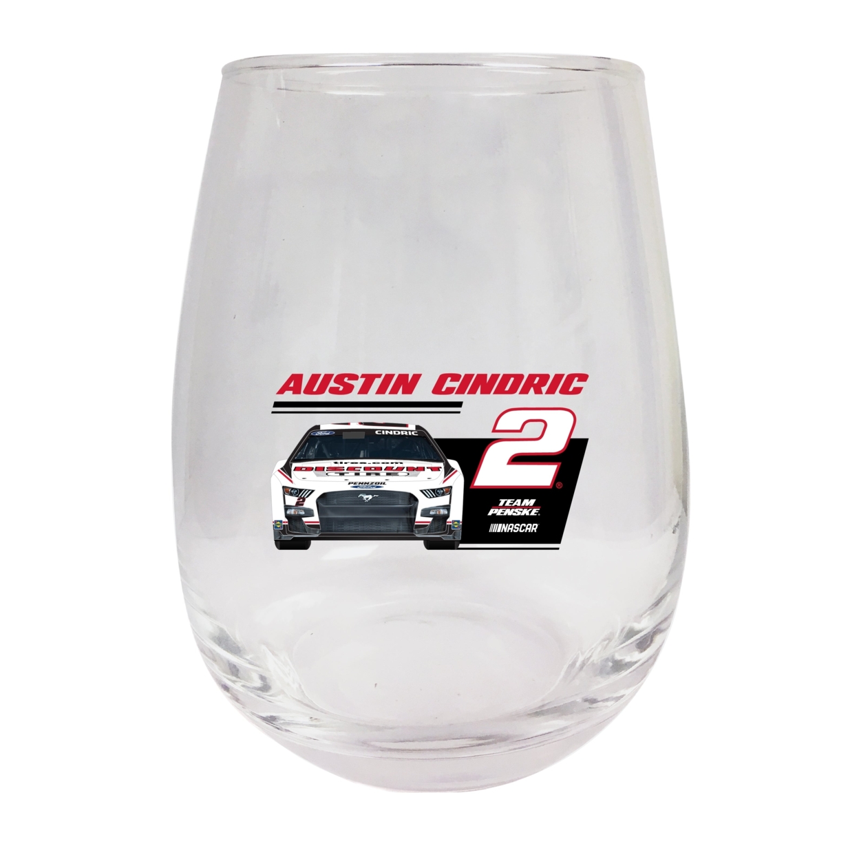 #2 Austin Cindric NASCAR Officially Licensed Stemless Wine Glass - Single