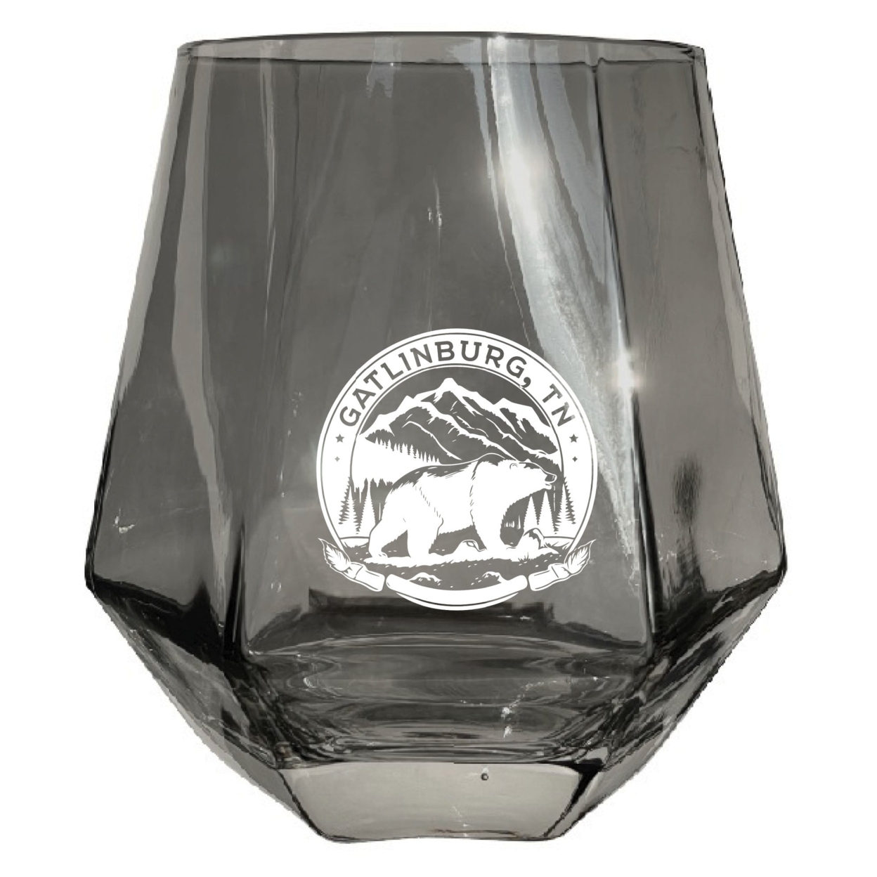 Gatlinburg Tennessee Laser Etched Souvenir Wine Glass Diamond 10 Oz - Iridescent