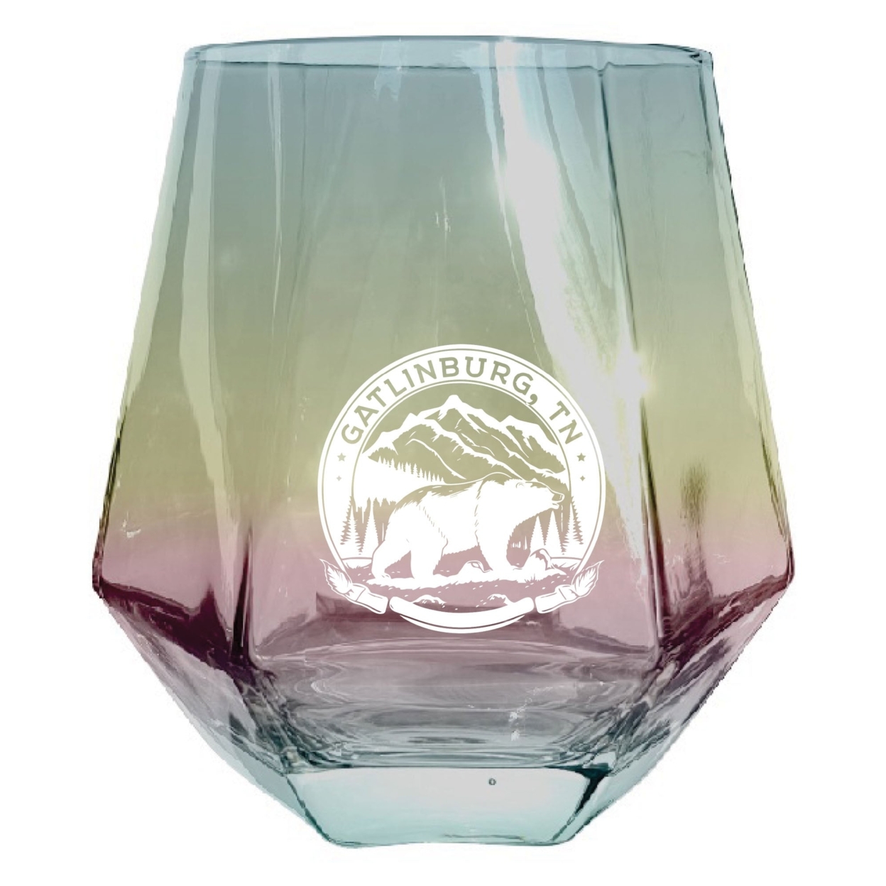 Gatlinburg Tennessee Laser Etched Souvenir Wine Glass Diamond 10 Oz - Gray