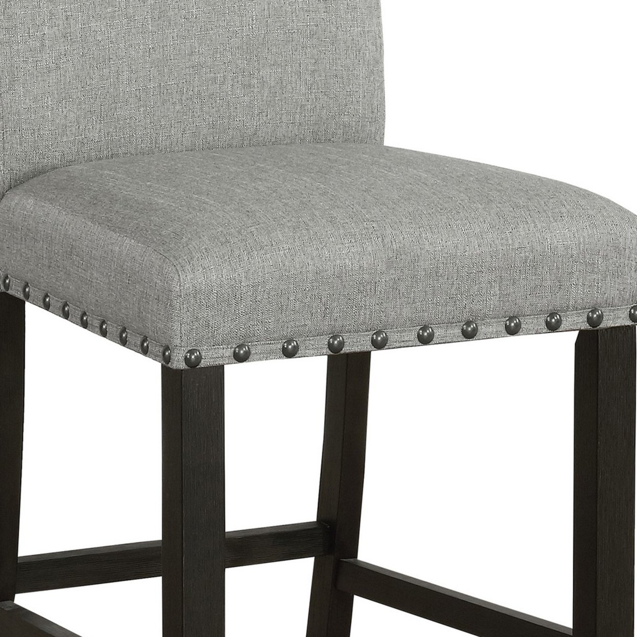 Gia 26 Inch Counter Stool Chair, Set Of 2, Parson Style, Woven Gray Fabric- Saltoro Sherpi