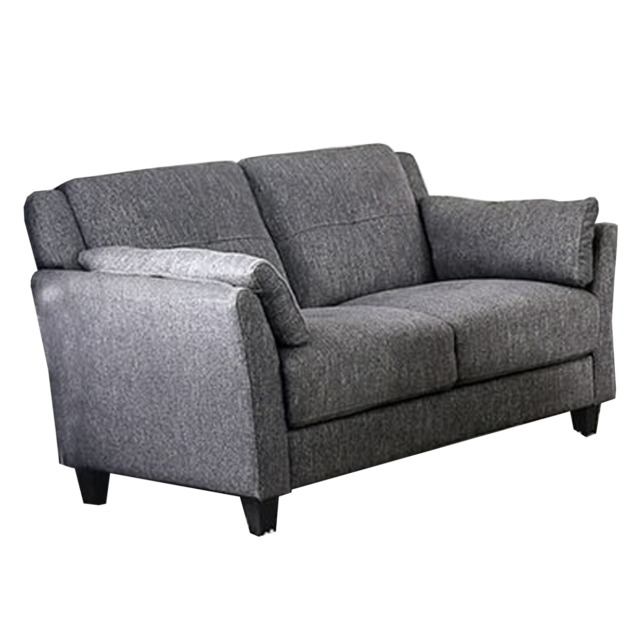Contemporary Style Linen Like Fabric Upholstered Wooden Love Seat With Tapered Legs, Gray- Saltoro Sherpi