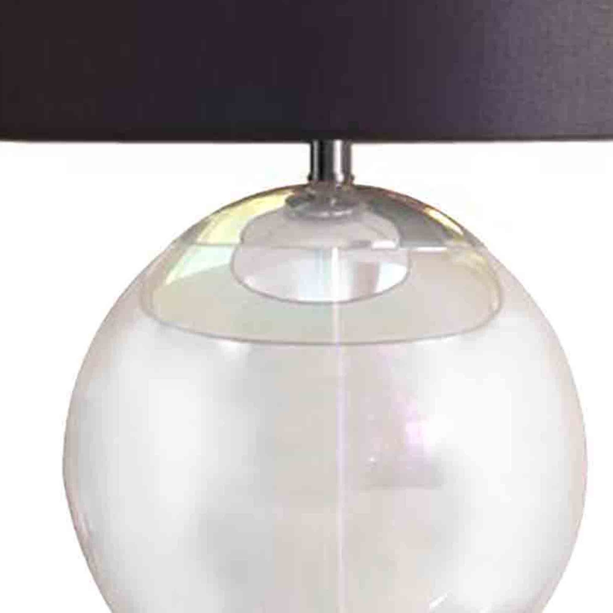 Table Lamp With Glass Orb And Metal Base, Silver- Saltoro Sherpi