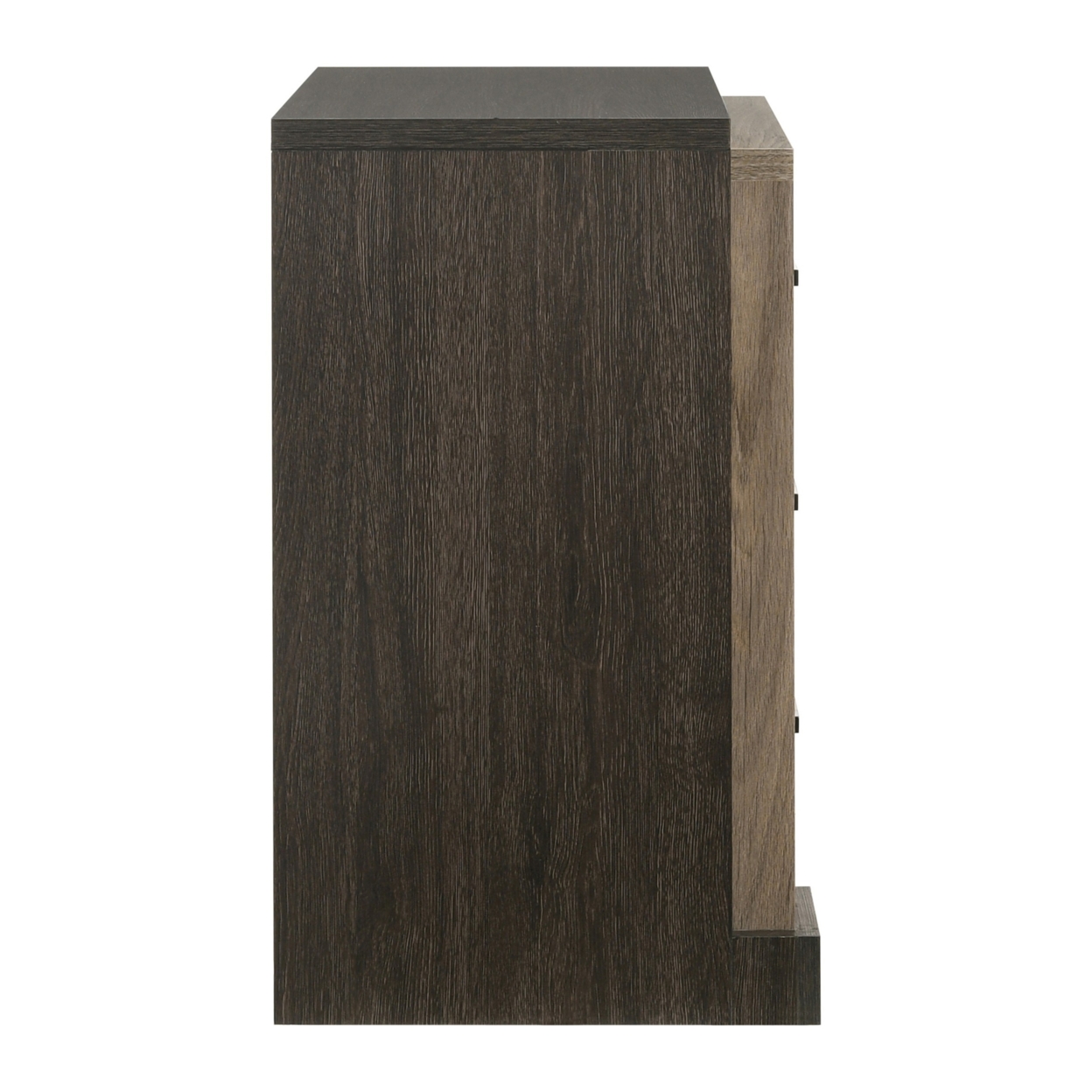 Qiz 30 Inch 3 Drawer Rustic Nightstand, Wood Grain Details, Dark Brown- Saltoro Sherpi