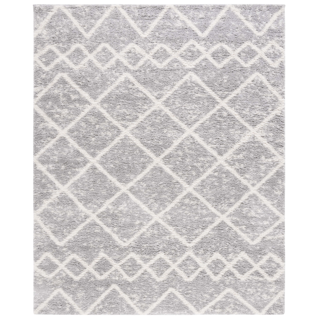 Safavieh BER572G Berber Shag Grey / Ivory - Grey / Turquoise, 8' X 10' Rectangle