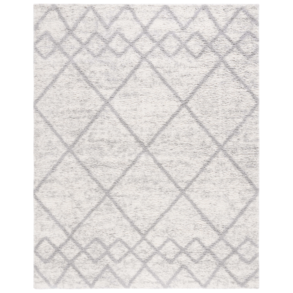 Safavieh BER574F Berber Shag Grey / Ivory - Turquoise / Rust, 8' X 10' Rectangle