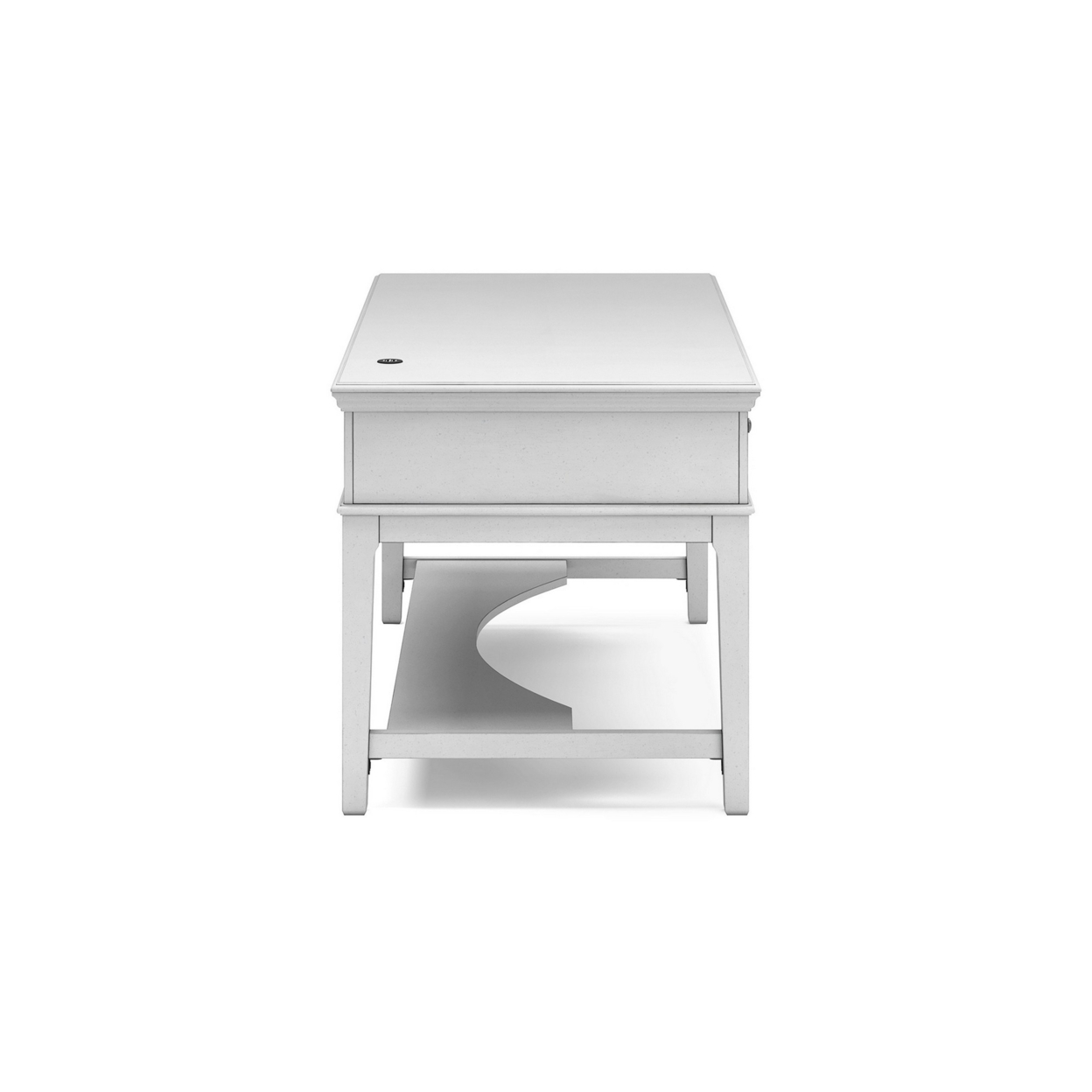 60 Inch Home Office Storage Desk, Crisp Whitewashed Wood, Dual USB Ports - Saltoro Sherpi