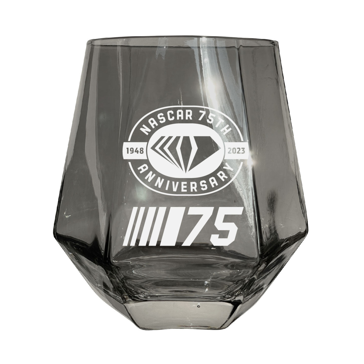 NASCAR 75 Year Anniversary Officially Licensed 10 Oz Engraved Diamond Glass - Clear, Single