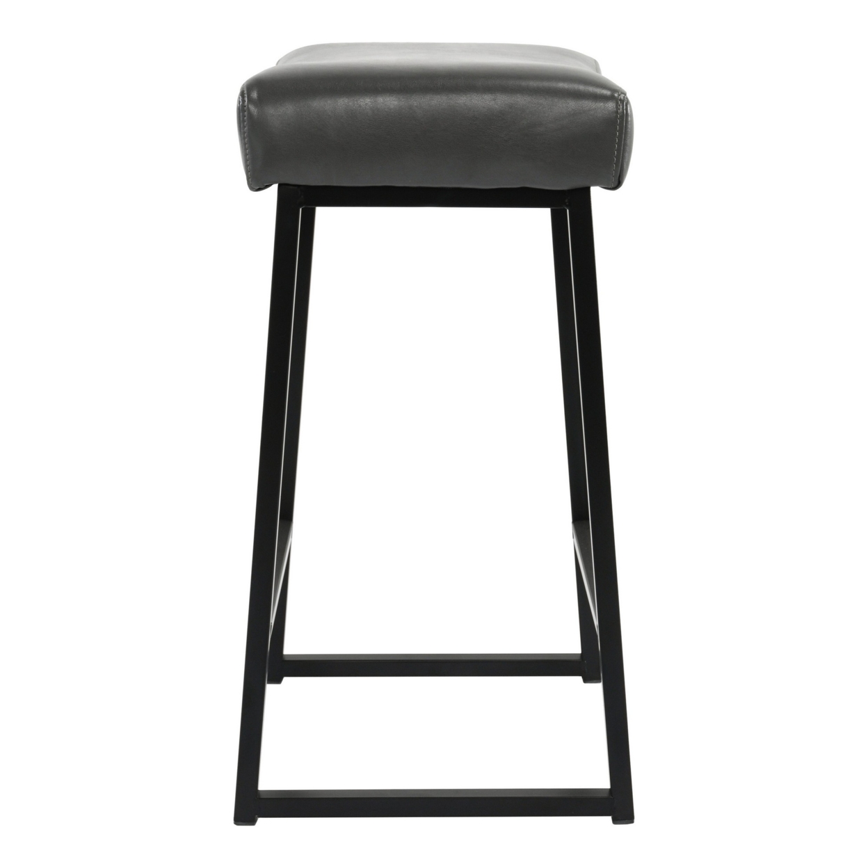 26 Inch Backless Counter Stool With Leatherette Seat, Set Of 2, Gray- Saltoro Sherpi