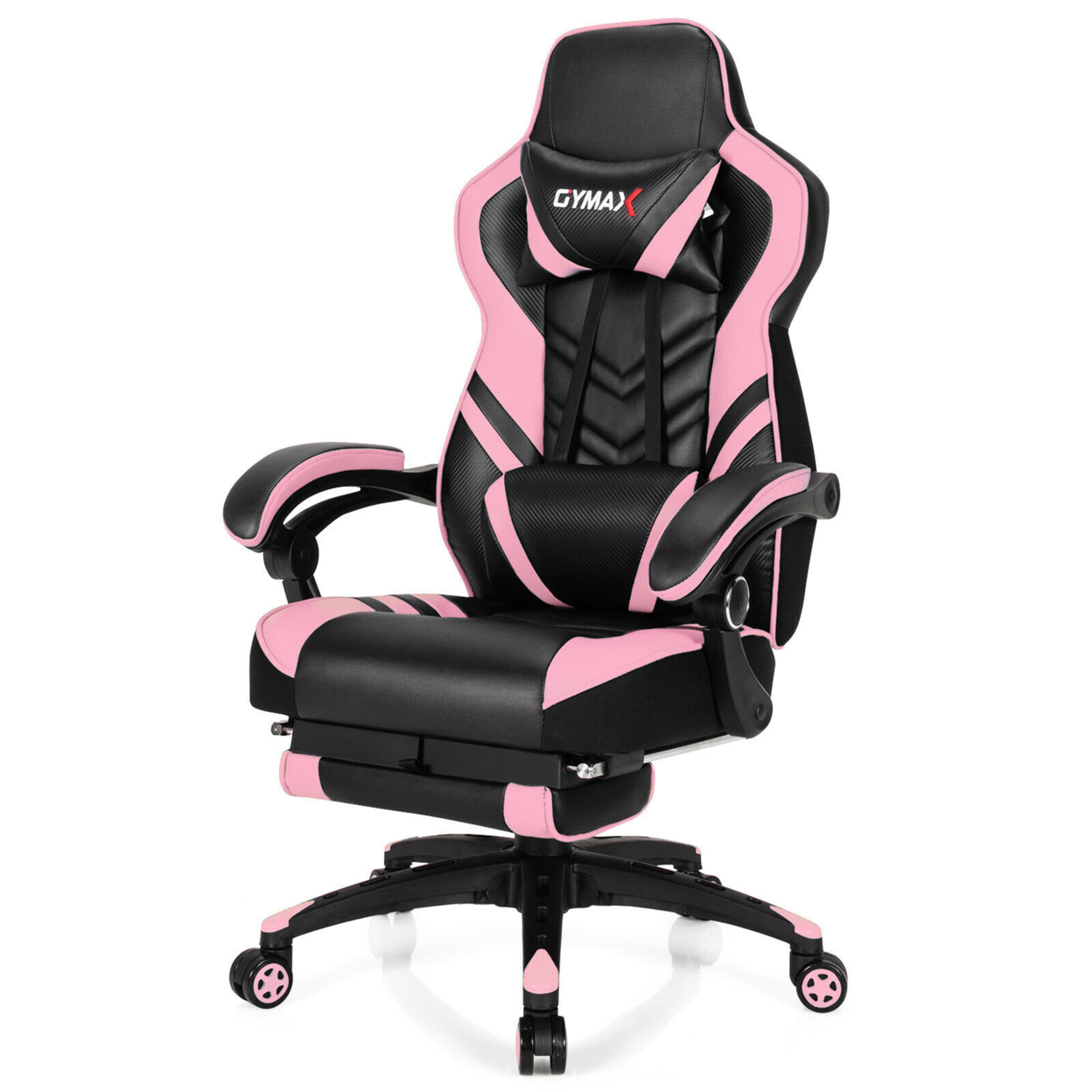Office Computer Desk Chair Gaming Chair Adjustable Swivel W/Footrest - Pink