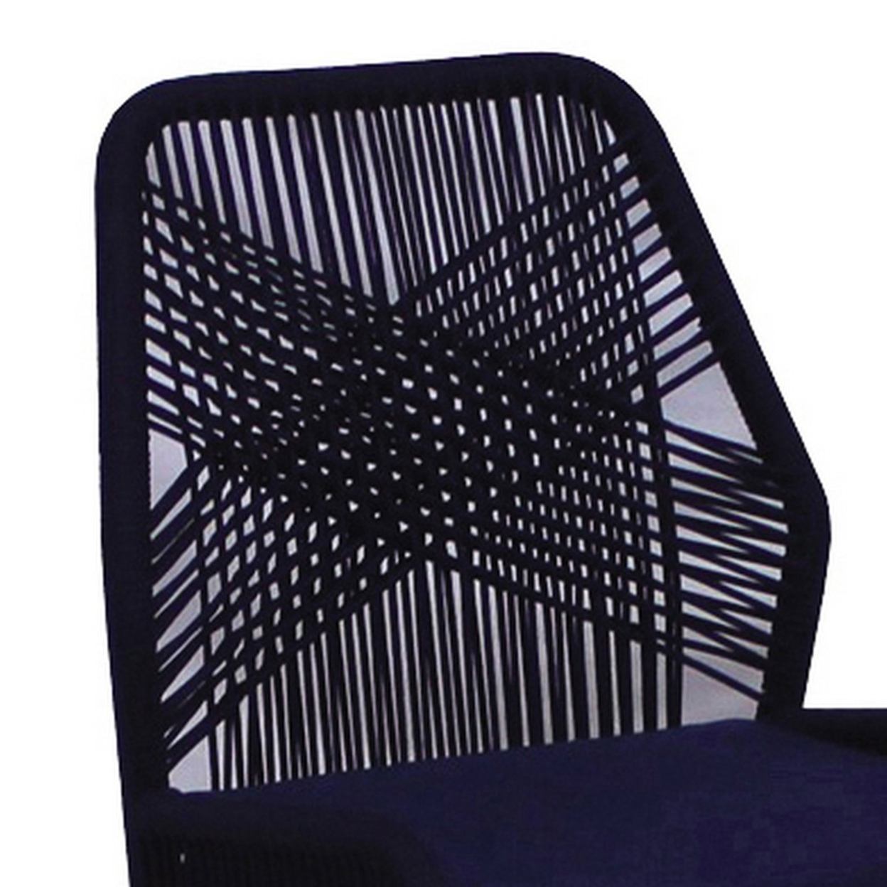 Pixi 23 Inch Side Chair, Set Of 2, Hand Loomed Black Woven Rope Backrest- Saltoro Sherpi