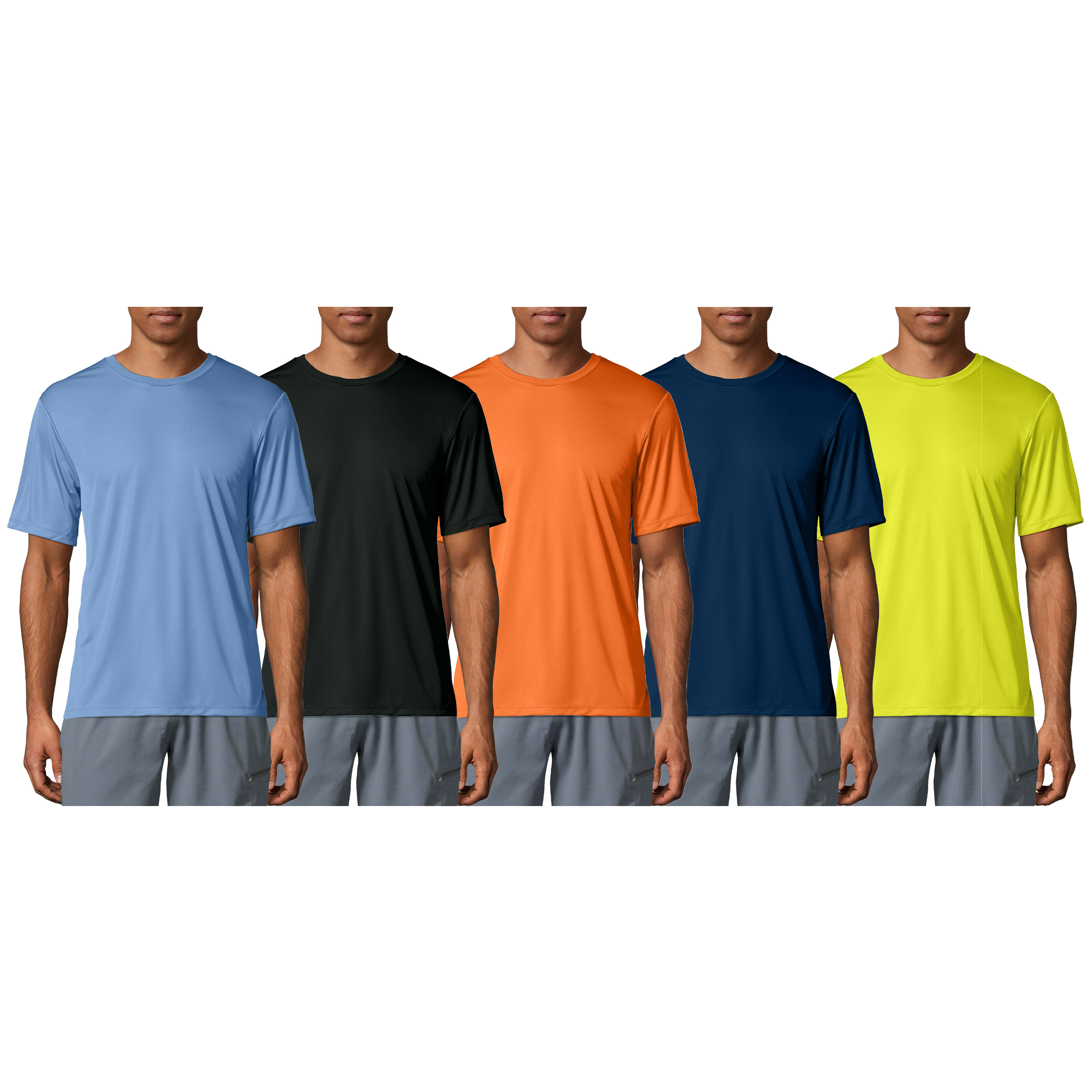 3-Pack Men's Cool Dri-Fit Short Sleeve T-Shirt Solid Color Moisture-Wicking Tee UPF 50+ UV Protection Round/Crew Neck Quick-Dry Active Wear