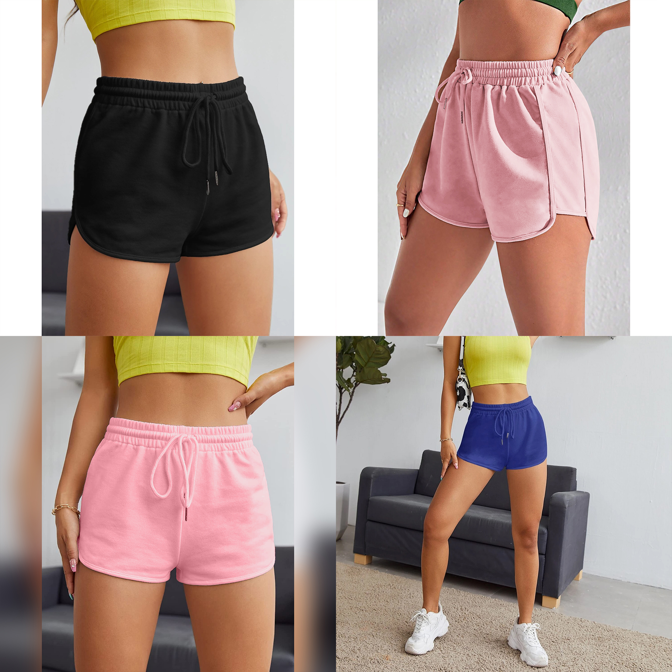3-Pack Women's High Waist Active Running Shorts Elastic Sporty Workout Bottoms Quick Dry Athletic Performance Moisture-Wicking Gym Shorts -