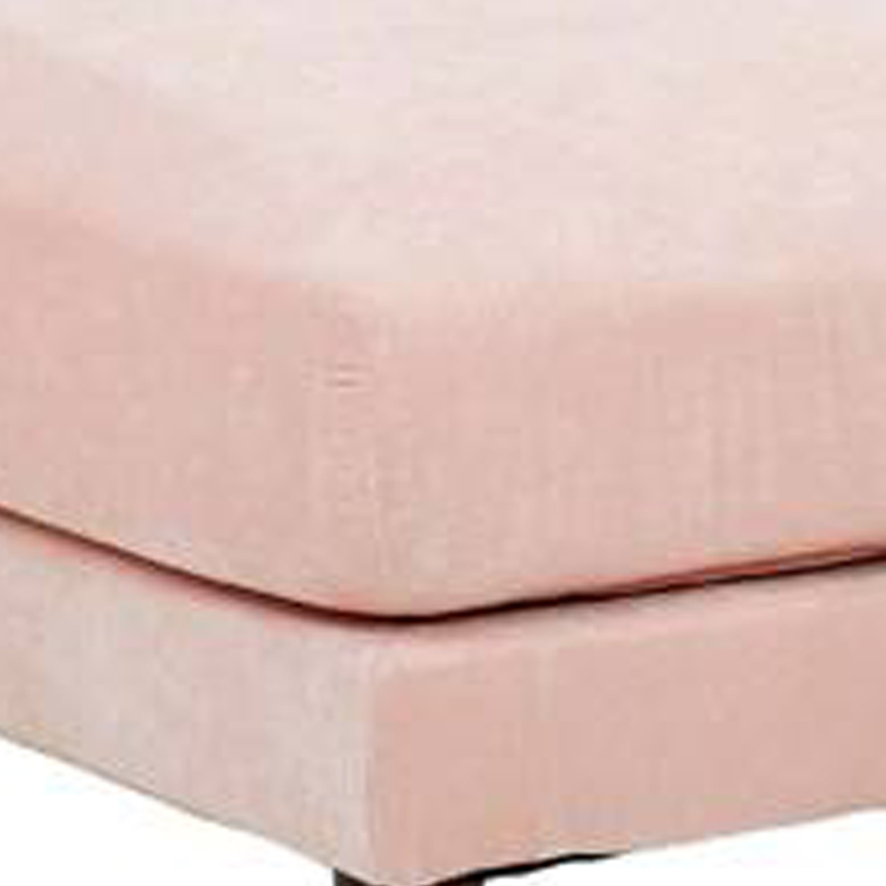 Rio 32 Inch Modular Ottoman, Box Cushion Seat, Wood Legs, Blush Pink- Saltoro Sherpi