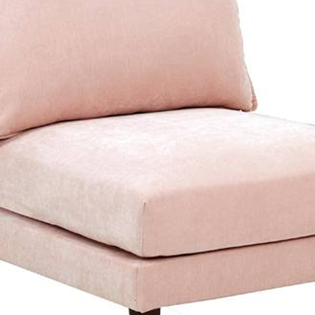 Rio 33 Inch Modular Armless Sofa Chair, Lumbar Cushion, Blush Pink- Saltoro Sherpi
