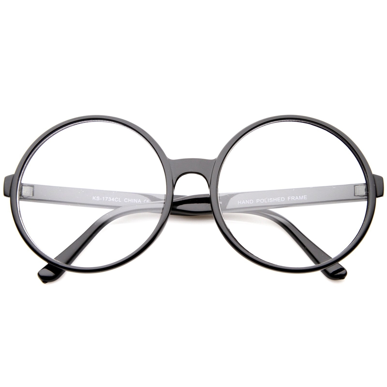 Retro Oversize Clear Lens Round Spectacles Eyewear Glasses 60mm - Black / Clear