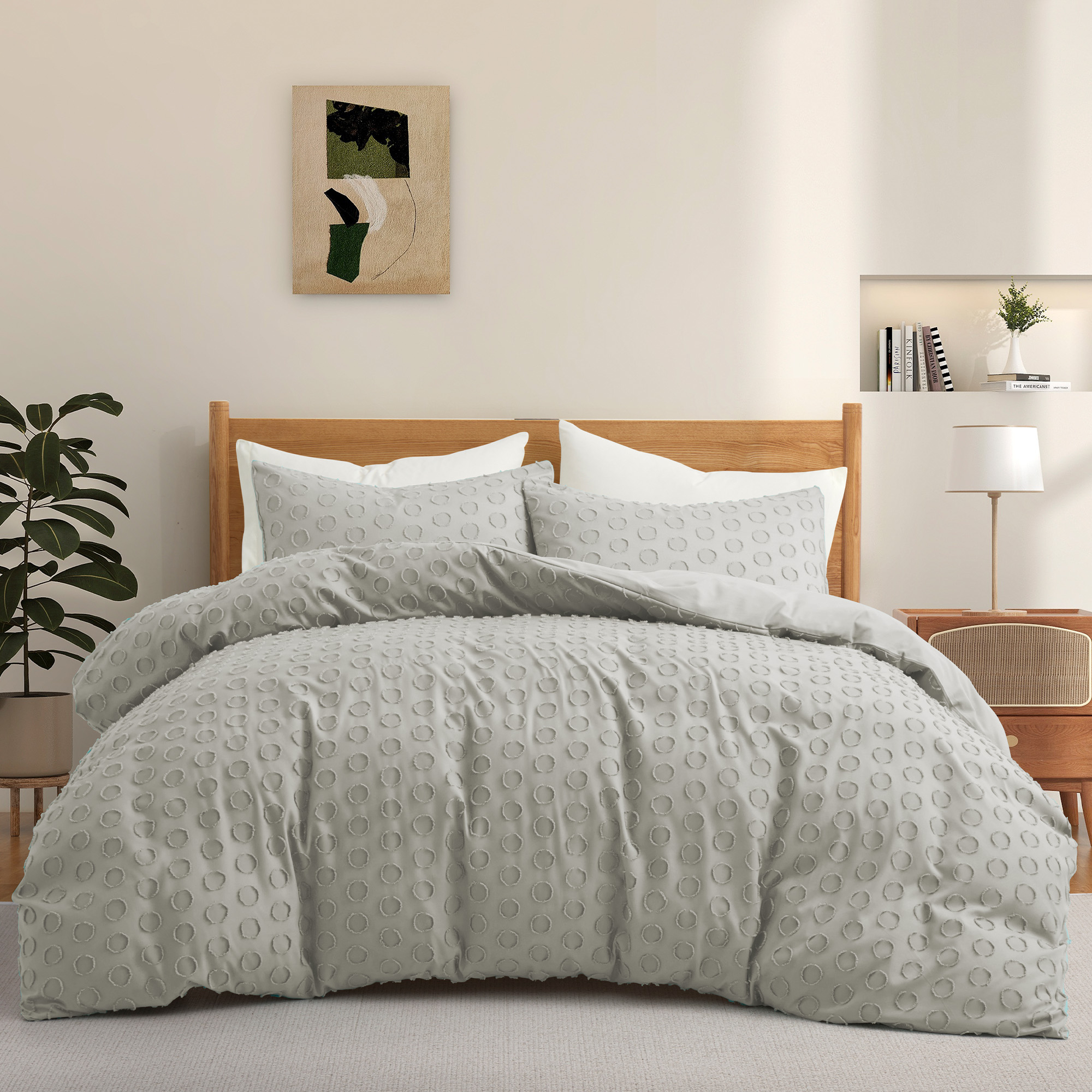 Luxury Bedding Soft Microfiber Duvet Cover And Sham Set - Light Grey, Twin