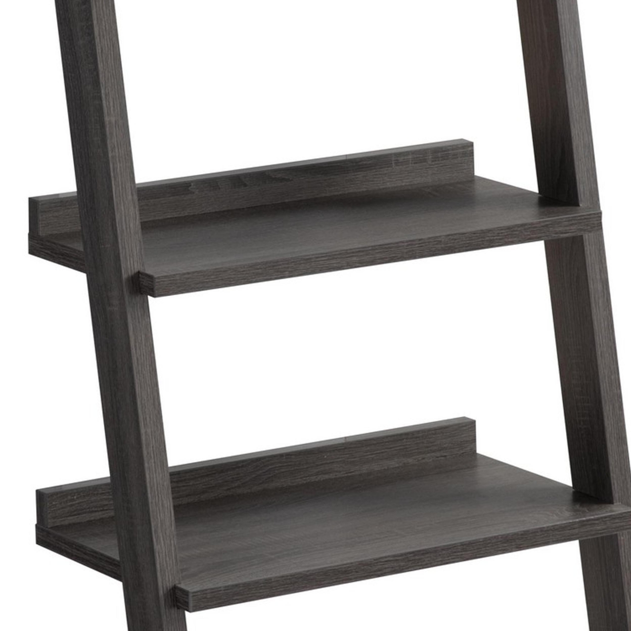 Iker 72 Inch Modern Bookcase With 7 Shelves, Ladder Style, Distressed Gray- Saltoro Sherpi