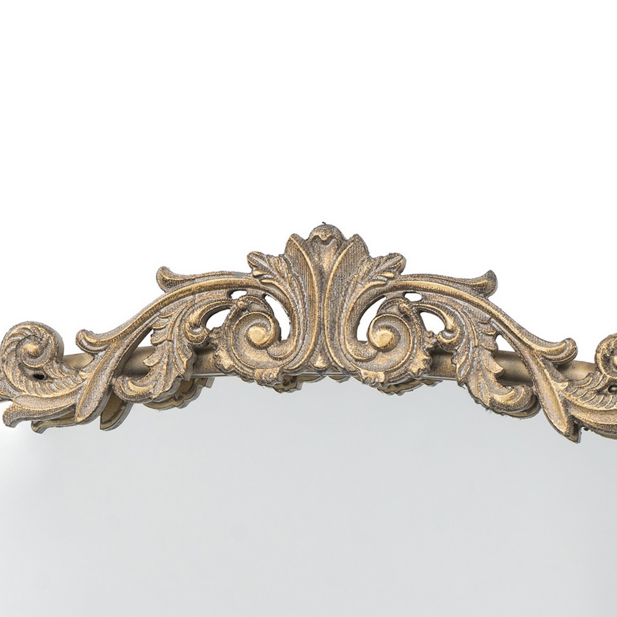Kea 42 Inch Large Wall Mirror, Gold Curved Metal Frame, Baroque Design- Saltoro Sherpi