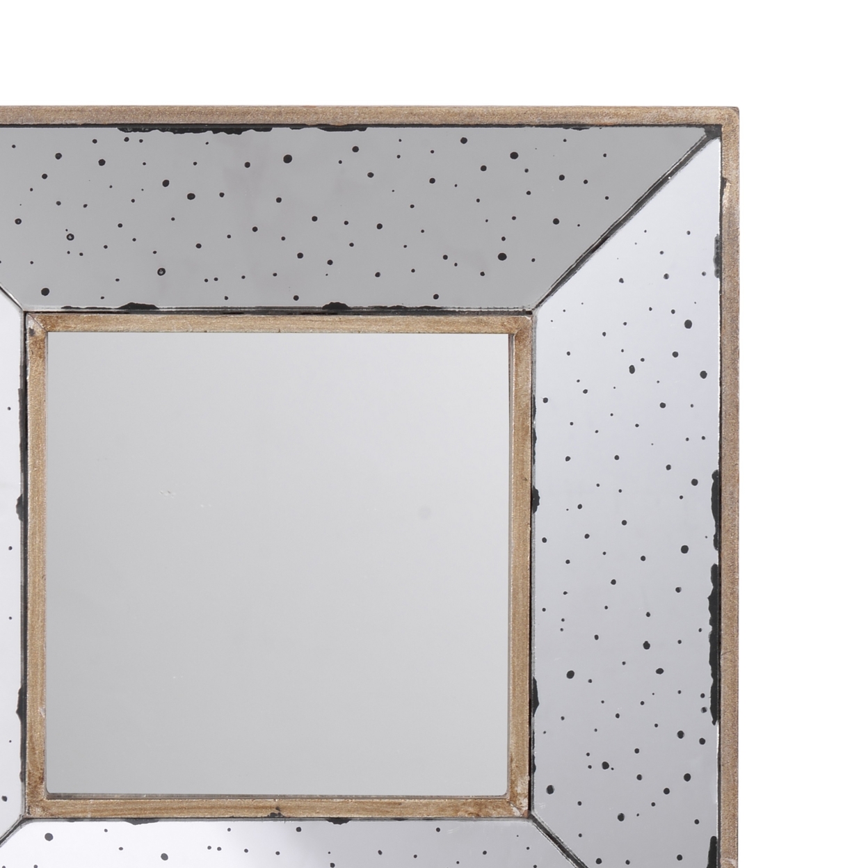 Joe 12 Inch Square Wall Mirror, 3 Dimensional, Speckled Off White And Brown- Saltoro Sherpi