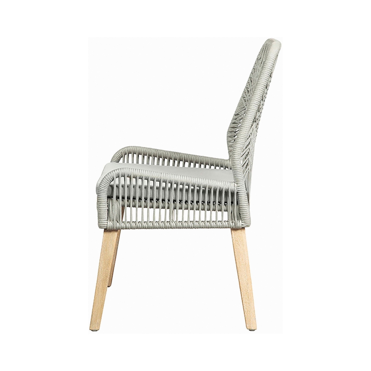 Pixi 23 Inch Side Chair, Set Of 2, Hand Loomed Gray Woven Rope Backrest- Saltoro Sherpi