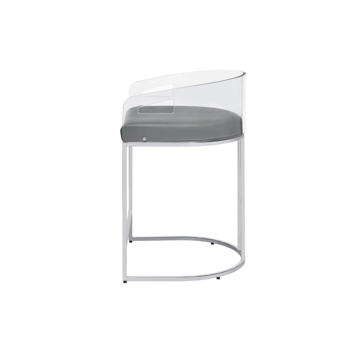 Con 31 Inch Set Of 2 Modern Counter Stools, Clear Acrylic Back, Gray Seat- Saltoro Sherpi