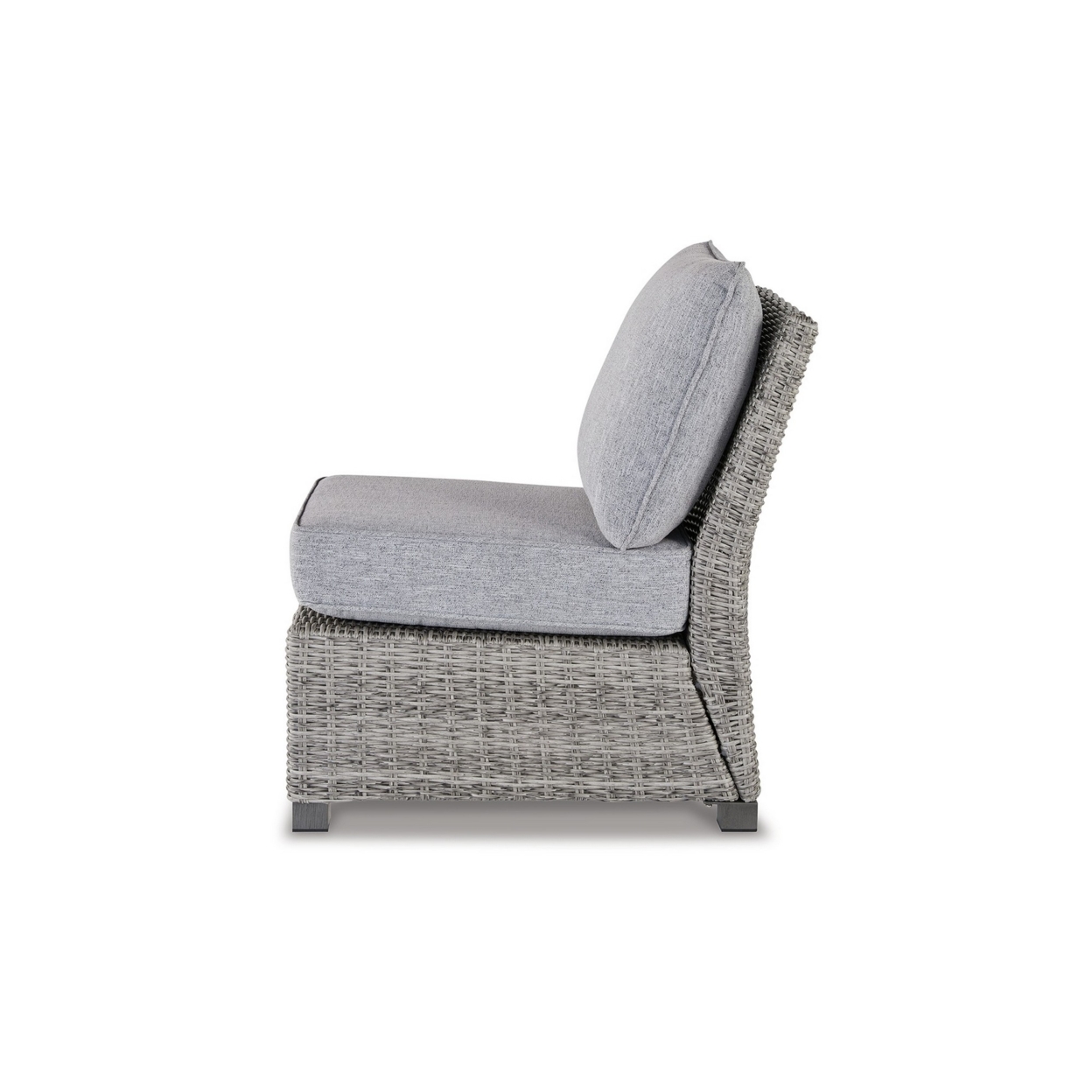24 Inch Outdoor Accent Chair, Gray Cushions And All Weather Resin Wicker- Saltoro Sherpi