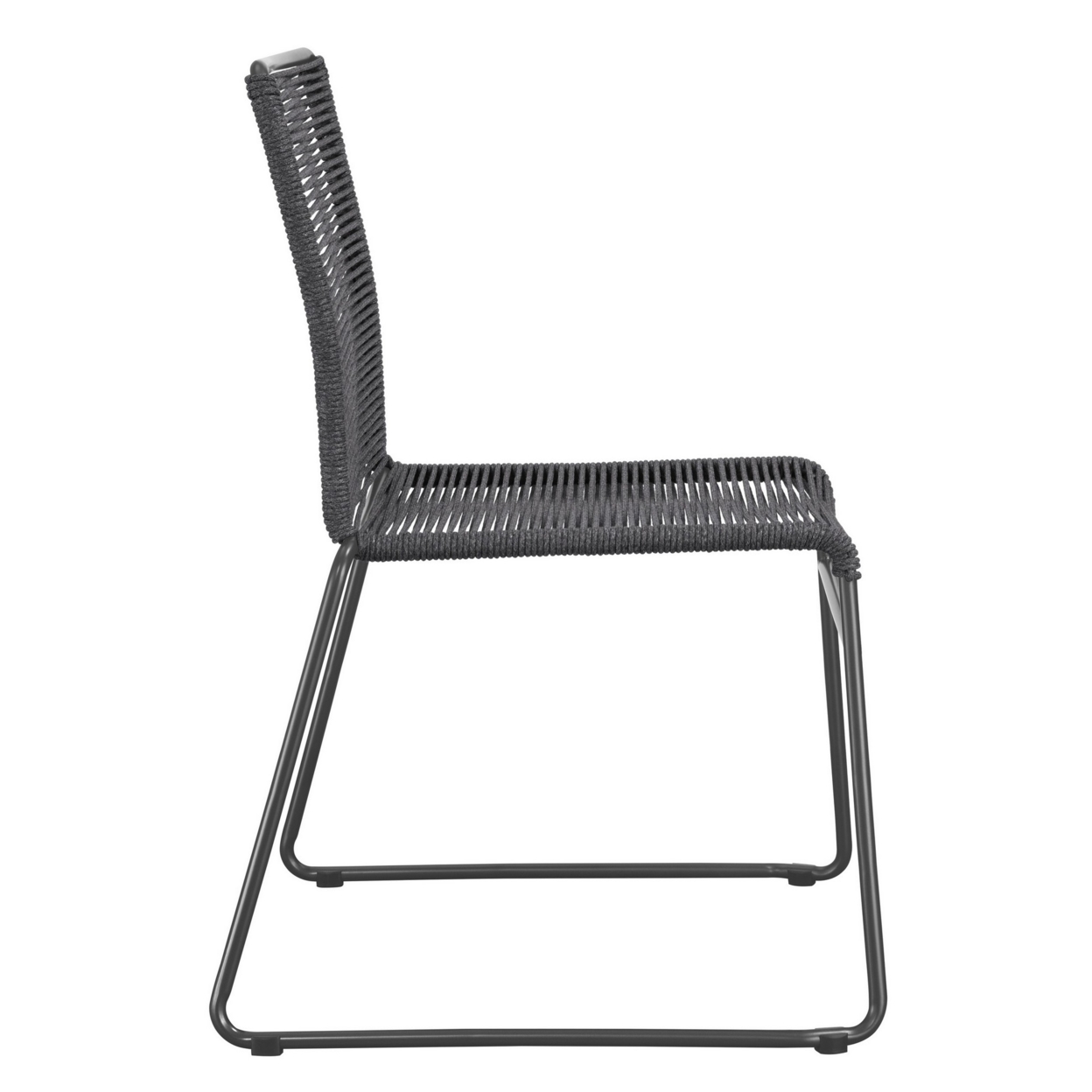 Fyth 23 Inch Side Dining Chair, Set Of 2, Charcoal Rope Woven Seat, Metal- Saltoro Sherpi