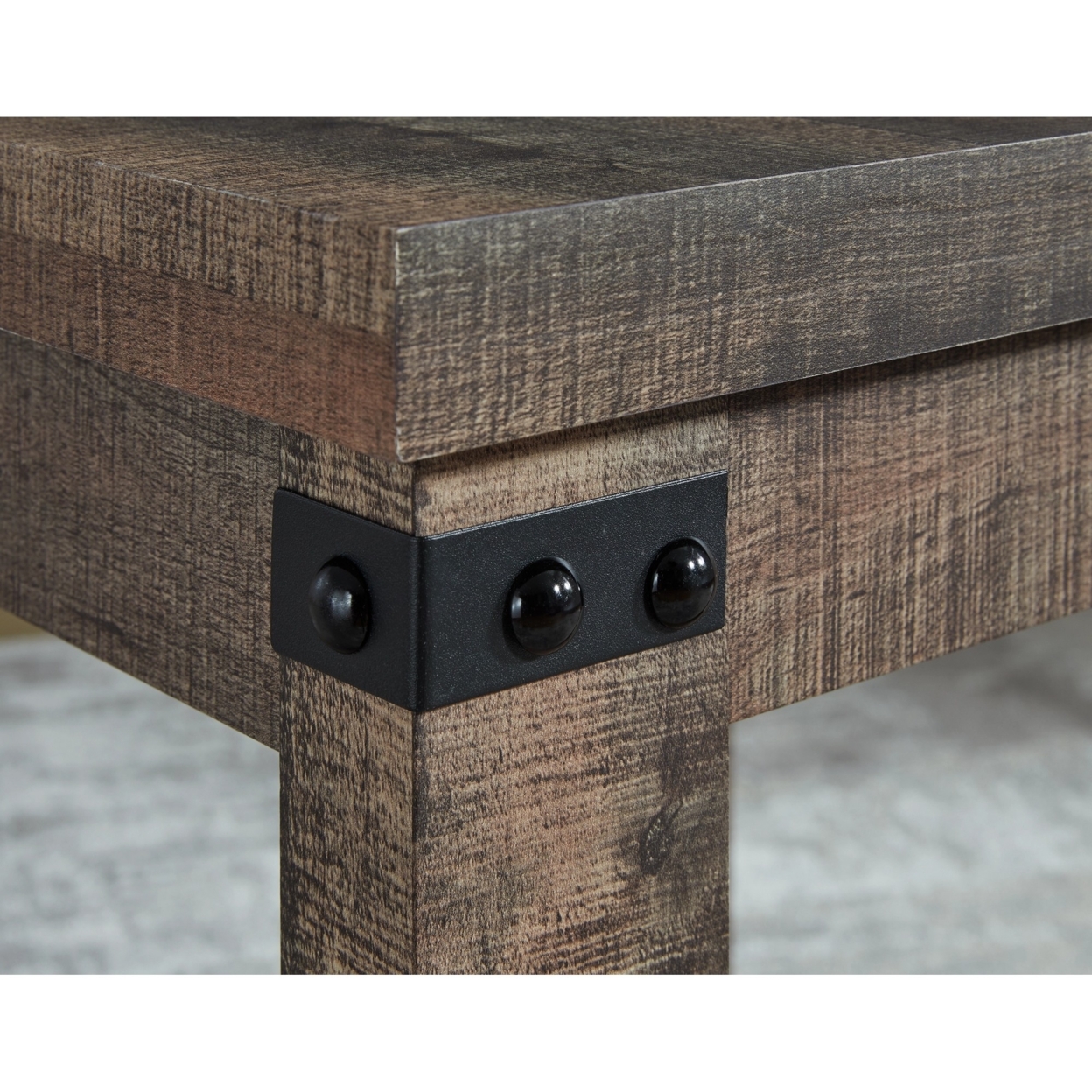 24 Inch Side End Table, Matte Black Metal Hardware, Rich Brown Wood Frame- Saltoro Sherpi