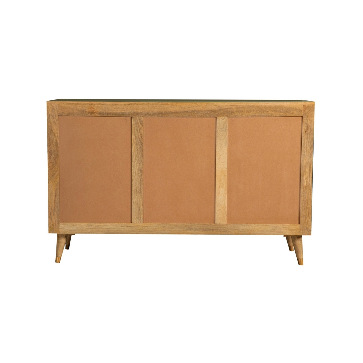 Liv 56 Inch 3 Door Sideboard Cabinet Console, Geometric, Natural Brown- Saltoro Sherpi