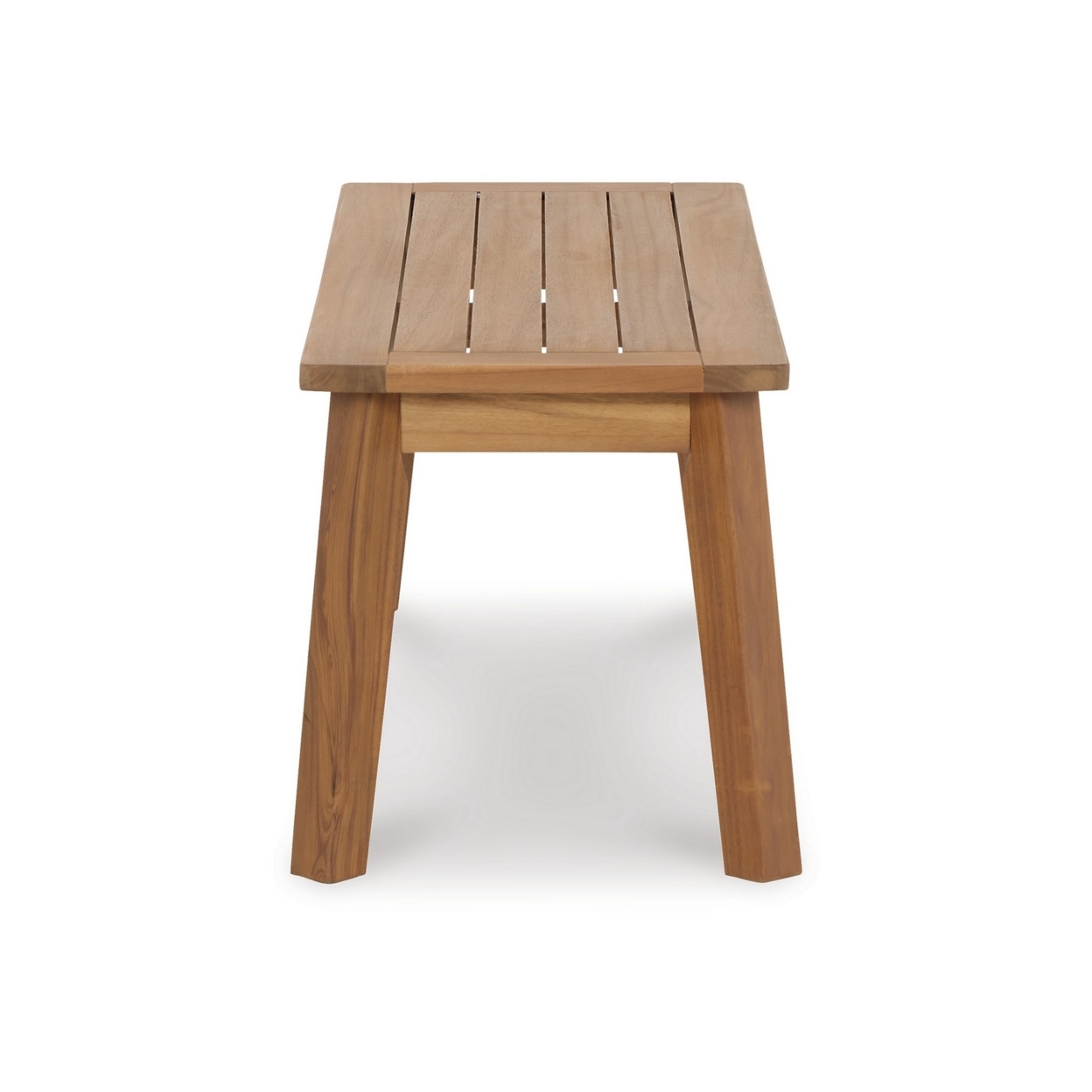 47 Inch Rectangular Bench, Natural Acacia Wood, Slatted Seat, Angled Legs- Saltoro Sherpi