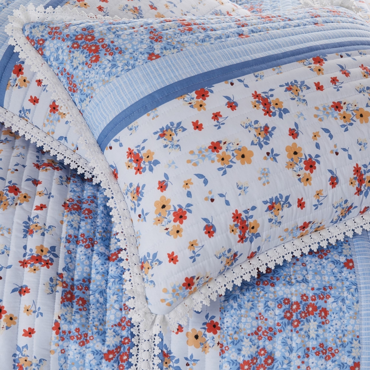 Joa 36 Inch King Pillow Sham, Pink Flowers, Soft Brushed Microfiber Fabric- Saltoro Sherpi