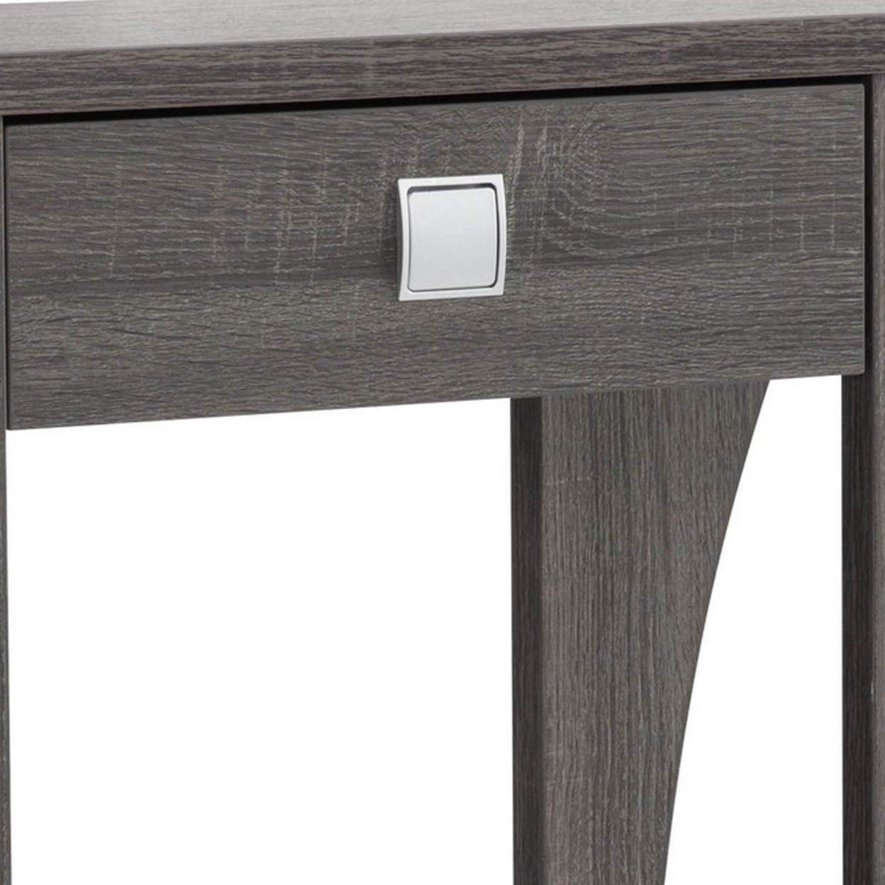34 Inch Console Table With Drawer And Shelf, Curved Legs, Distressed Gray - Saltoro Sherpi