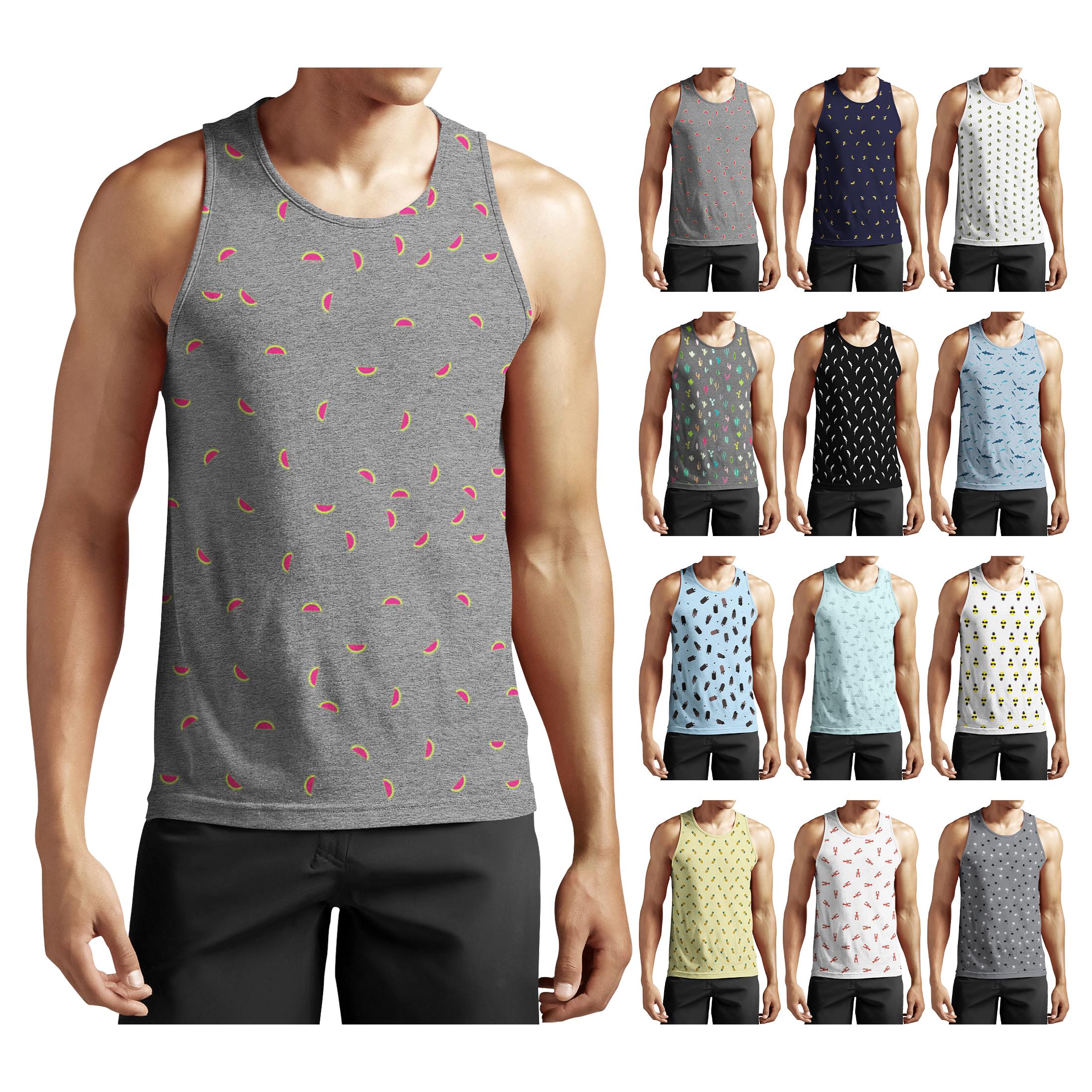 4-Pack Men's Muscle Tank Tops Active Athletic Crew Neck Moisture Wicking Quick Dry Breathable Sleeveless Fitness Shirts Gym Workout Tees - M