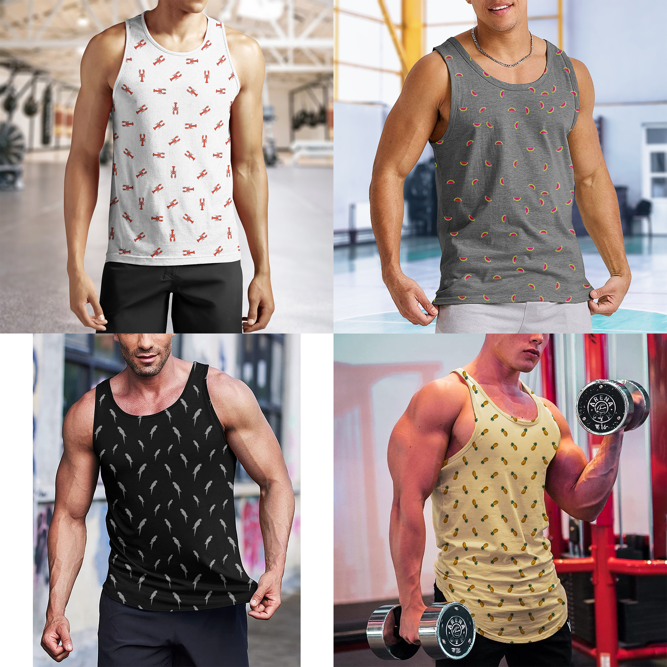 4-Pack Men's Muscle Tank Tops Active Athletic Crew Neck Moisture Wicking Quick Dry Breathable Sleeveless Fitness Shirts Gym Workout Tees - M