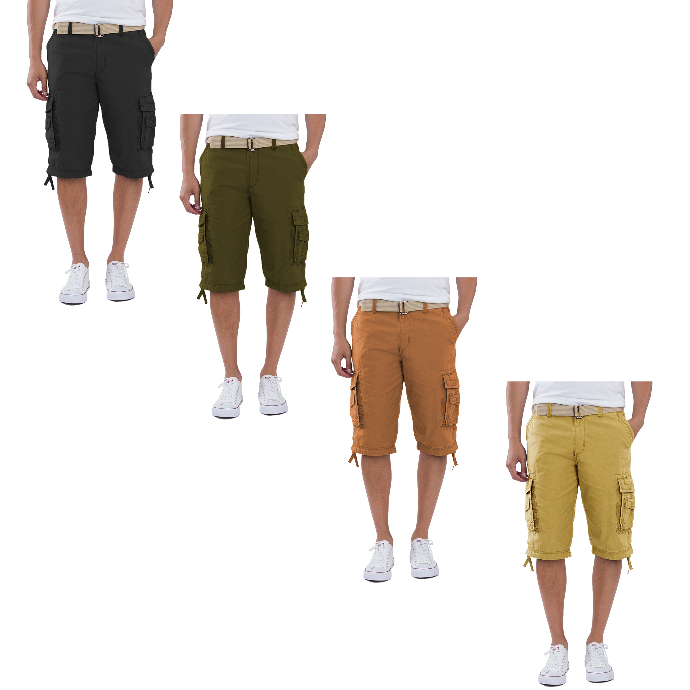 1-Pack Men's Cargo Utility Shorts With Belt Multi-Pocket Tactical Outdoor Shorts Adventure Work Hiking Casual Wear Solid Lightweight Shorts